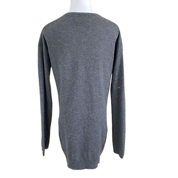 ZADIG & VOLTAIRE TRANE LC WOOL CASHMERE LEATHER GREY KNIT CARDIGAN - M - Picture 3 of 11